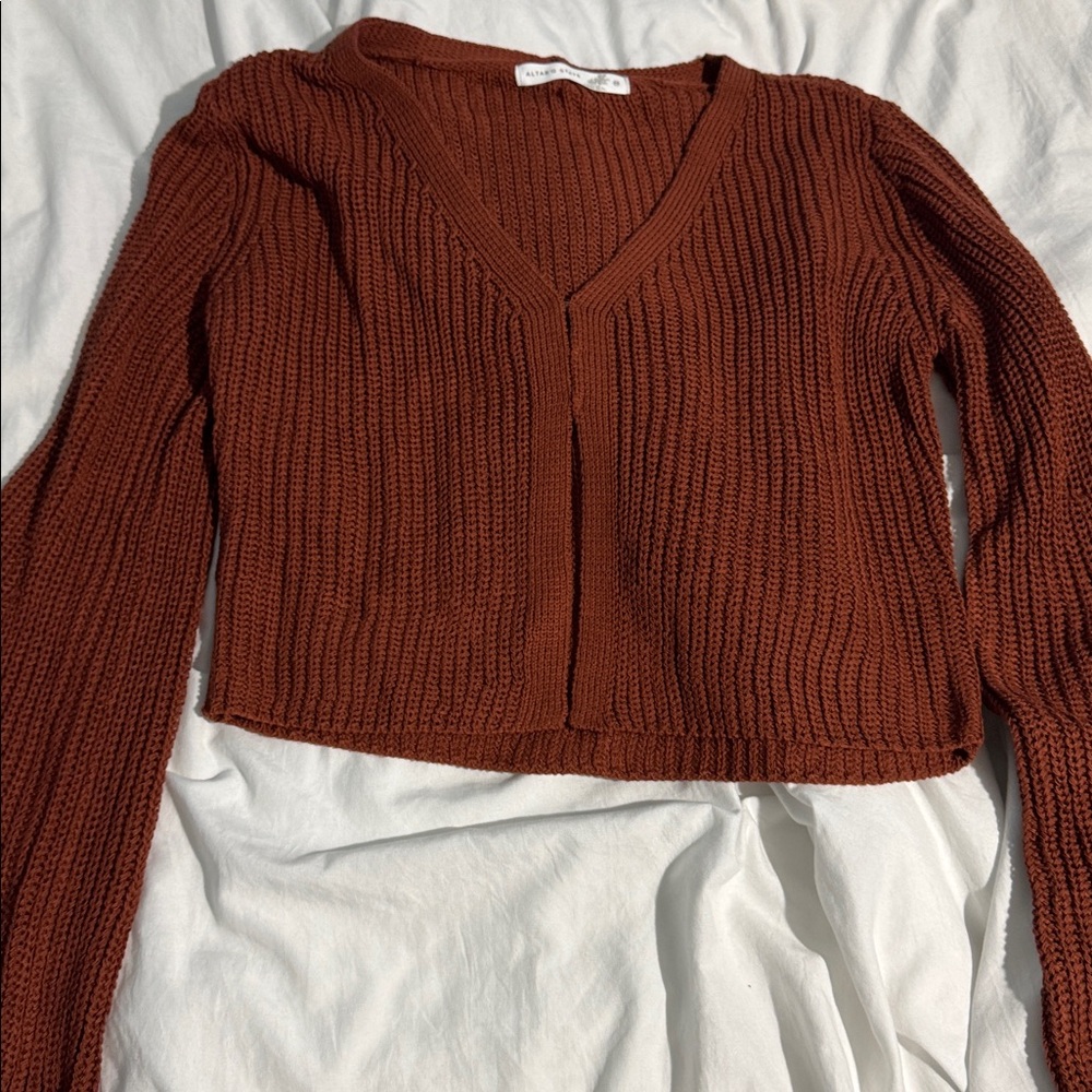 Rust Orange Knit Cardigan - Picture 2 of 3